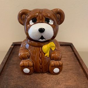 Vintage Honey Pot Teddy Bear Jar With Dipper